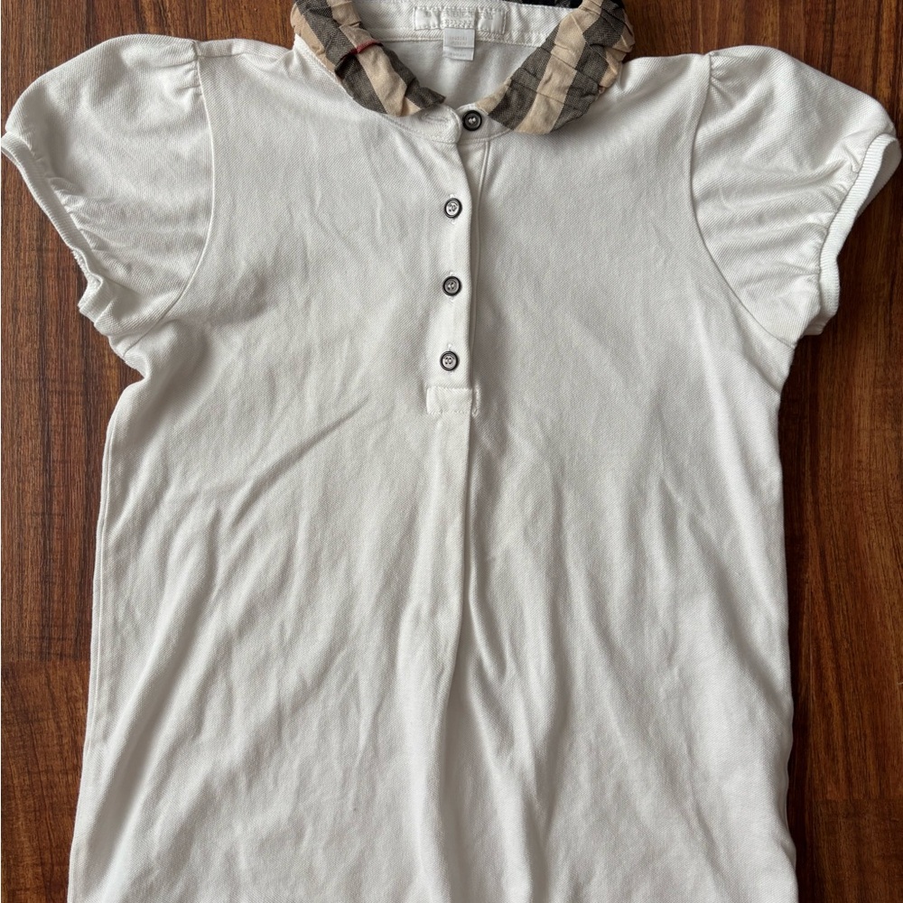 Burberry White Kids Polo with Check Collar
